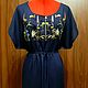Women's long embroidered dress ZhP3-90 ' Meadow-grass', Dresses, Temryuk,  Фото №1