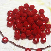 Материалы для творчества handmade. Livemaster - original item Beads 43 pcs Faceted 6/4 mm Red Opaque. Handmade.