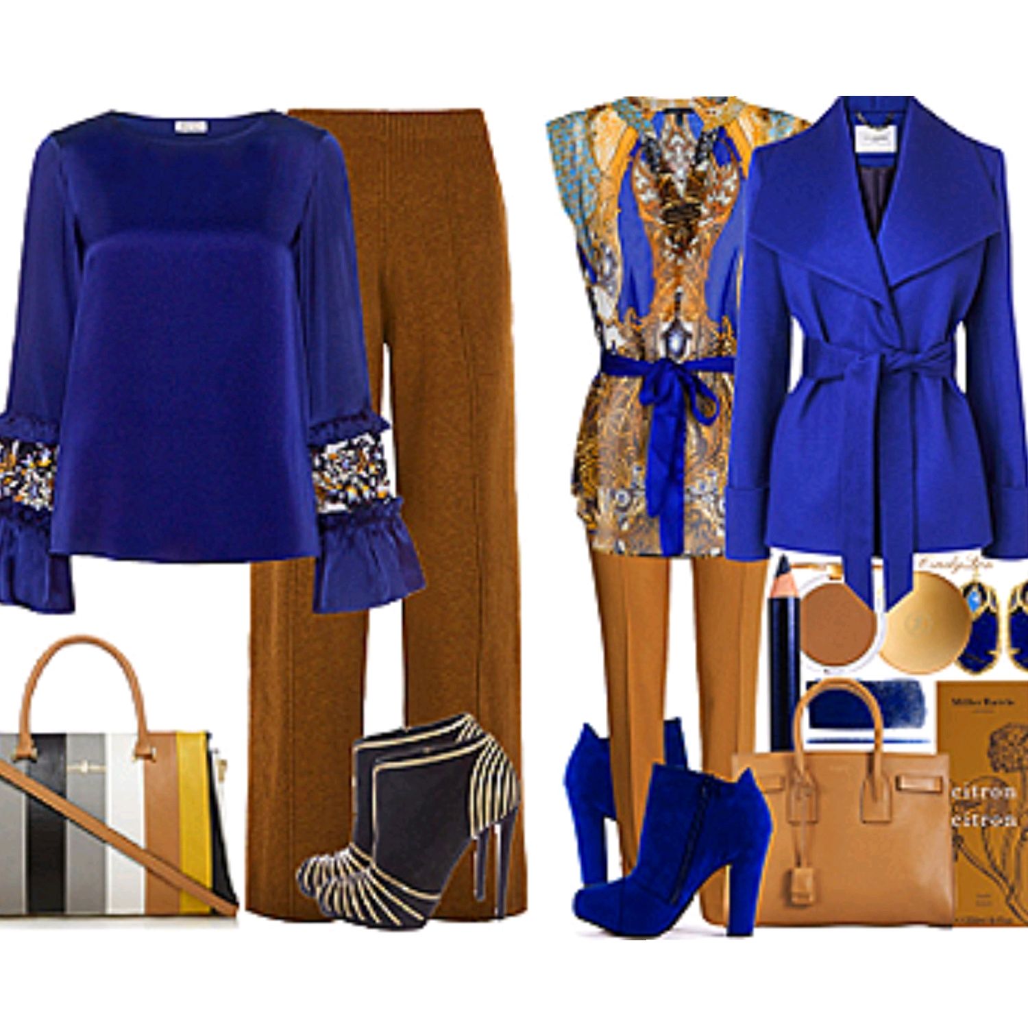 Сочетание синего и коричневого в одежде