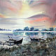 watercolor. landscape. Boats at sunset, Pictures, Moscow,  Фото №1