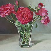 Картины и панно handmade. Livemaster - original item Pictures: Roses in a triangular vase. Handmade.