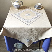 Для дома и интерьера handmade. Livemaster - original item Linen tablecloth 100/100 with Russian stitch embroidery.. Handmade.