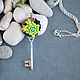 Key pendant with succulents and natural chrysolite, light green, Pendants, Moscow,  Фото №1