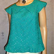 Одежда handmade. Livemaster - original item Blouse (top) of sewing ( turquoise). Handmade.