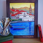 Картины и панно handmade. Livemaster - original item Oil painting of Montenegro city of Perast. Handmade.