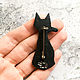 Brooch ' Gray cat with blue eyes, black, cute'. Brooches. greenfox-23. My Livemaster. Фото №5
