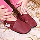 Maroon Baby shoes, Leather baby shoes, Baby Moccasins, Crib Baby Shoes, Babys bootees, Kharkiv,  Фото №1