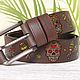 Sugar Skull Leather Belt, Brown Leather Belt. Straps. Made In Rainbow. Online shopping on My Livemaster.  Фото №2