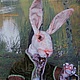 плюшевый белый кролик Мартин в оливковом. Мягкие игрушки. Савинова Светлана (svet999). Интернет-магазин Ярмарка Мастеров.  Фото №2