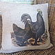 'Cock and Hen' decorative Pillow country, vintage, Pillow, St. Petersburg,  Фото №1