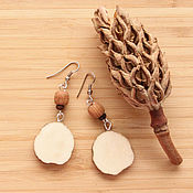 Украшения handmade. Livemaster - original item Earrings with cutting the horns of the elk and the Apple tree, ethno earrings brown. Handmade.