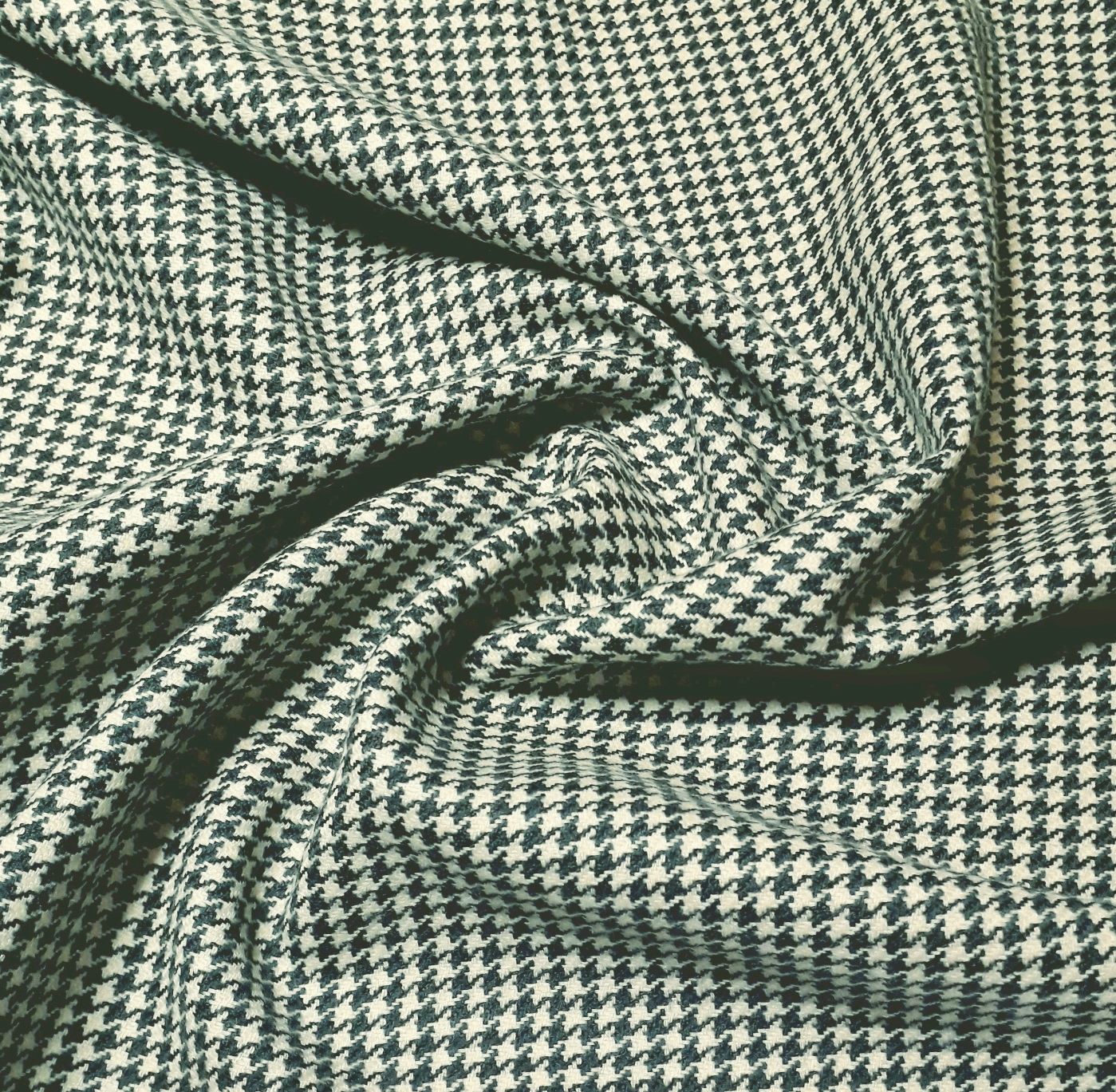 Костюмная шерсть 100%, гусиная лапка бело-зелёного цвета, Ткани, Королев,  Фото №1