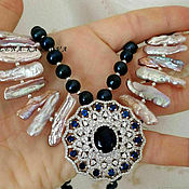 Украшения handmade. Livemaster - original item Necklace Sapphire. natural pearls. Handmade.