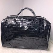 Сумки и аксессуары handmade. Livemaster - original item Travel bag made of genuine crocodile leather, in black.. Handmade.