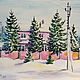 Акварель, пейзаж, А4, домик в снегу, бумага для акварели 200гр, Картины, Москва,  Фото №1