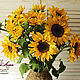 Bouquet of sunflowers polymer clay (cold porcelain). Composition. Irina Luzanova. Online shopping on My Livemaster.  Фото №2