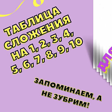 Цифровые товары ручной работы. Ярмарка Мастеров - ручная работа Таблица сложения на 1, 2, 3, 4, 5, 6, 7, 8, 9,10. Для раскрашивания. Handmade.