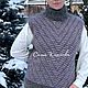 Жилет пуховый, свитер без рукавов, жилет с горлом. Ручная вязь. Жилеты. Саша Климова (Вяжем из козьего пуха). Ярмарка Мастеров.  Фото №5