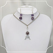 Украшения handmade. Livemaster - original item Eiffel Tower Amethyst Jewelry Set (pendant and earrings). Handmade.
