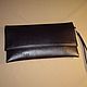 Clutch with leather loop,black. Small handbag. Genuine leather, Clutches, St. Petersburg,  Фото №1