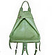 Женская  кожаная сумка рюкзак   из натуральной кожи салатового цвета,сумка женская кожаная,сумка-рюкзак из кожи,кожаный рюкзак, ручная работа,рюкзачок салатовый рюкзак