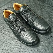 Обувь ручной работы handmade. Livemaster - original item Python leather sneakers, in classic black, size 43!. Handmade.