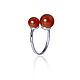 Stylish ring with two stones-carnelian, 925 silver. Art.97, Rings, Moscow,  Фото №1