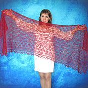Аксессуары handmade. Livemaster - original item Hand knit embroidered shawl, Red scarf, Bridal cape, Wool wrap. Handmade.