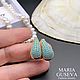Серьги позолоченные капли с бирюзовыми цирконами  exclusive collection, Серьги классические, Москва,  Фото №1