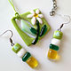 A set of jewelry made of glass Breath of spring! fusing Glass, Jewelry Sets, Khabarovsk,  Фото №1