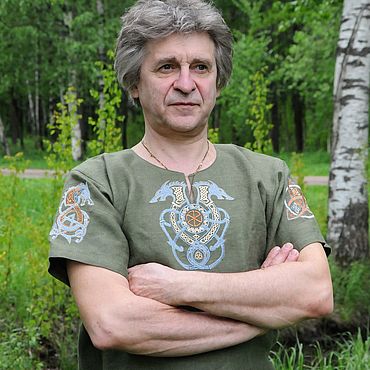Субкультуры ручной работы. Ярмарка Мастеров - ручная работа Рубаха льняная с коротким рукавом скандинавская вышивка. Handmade.