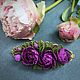 Hairpin machine with flowers from polymer clay, purple peonies, Hairpins, Moscow,  Фото №1