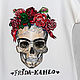 Frida skull t-shirt with flower wreath Frida Kahlo. T-shirts. Koler-art handpainted wear. My Livemaster. Фото №5