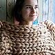  Плед крупной вязки из 100% шерсти 120 на 150 см. Пледы. Лен-то-Цвет   Татьяна Косова. Ярмарка Мастеров.  Фото №4