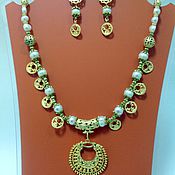 Necklace multi-row in the ethnic style of the Polovtsian steppe