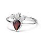 Neat silver ring with garnet and opals, Rings, Moscow,  Фото №1