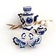 EASTER. Knitting. Easter Chicken! Gzhel! (set - 2 pcs.). Easter souvenirs. Cross stitch and beads!. My Livemaster. Фото №10