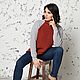 Свитер женский жемчужной резинкой Колорблок серый терракот. Свитеры. Knit_Ox   Оксана. Ярмарка Мастеров.  Фото №5