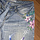 Jeans with hand-painted ' Skull and flowers '. Jeans. Koler-art handpainted wear. My Livemaster. Фото №4