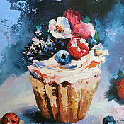 Картины и панно handmade. Livemaster - original item Oil Painting for Kitchen Cupcake 20/15 cm.. Handmade.