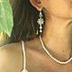 Серьги люстры длинные "Лотосные" с жемчугом и камнями. Серьги классические. Точка Ветра. Ярмарка Мастеров.  Фото №5