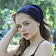 Women's suede bandana with elastic band blue, kerchief headband. Bandanas. Alison. Online shopping on My Livemaster.  Фото №2