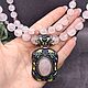 Order Author's necklace natural rose quartz with a pendant. naturalkavni. Livemaster. . Necklace Фото №3