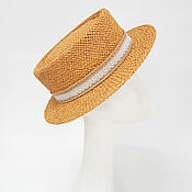 Аксессуары handmade. Livemaster - original item Straw boater hat. Pumpkin Color. Handmade.