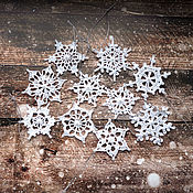 Сувениры и подарки handmade. Livemaster - original item Christmas decorations: Snowflakes 10 pieces set 6-7 cm white knitted. Handmade.