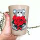 Teddy bear mug with a bouquet of roses made of polymer clay. Mugs and cups. YaVesna. Online shopping on My Livemaster.  Фото №2