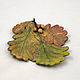 Plate `Autumn oak`. Openwork ceramic and ceramic flowers Elena Zaichenko
