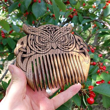 Косметика ручной работы. Ярмарка Мастеров - ручная работа Гребень "Совушка". Handmade.