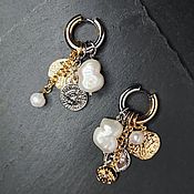 Украшения handmade. Livemaster - original item Bicolor transformer earrings with pearls. Handmade.