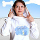 White women's t-shirt with a hood, cool t-shirt with a pattern, T-shirts, Novosibirsk,  Фото №1